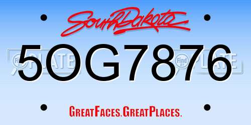 5OG7876 South Dakota License Plate