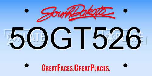 5OGT526 South Dakota License Plate