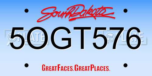 5OGT576 South Dakota License Plate