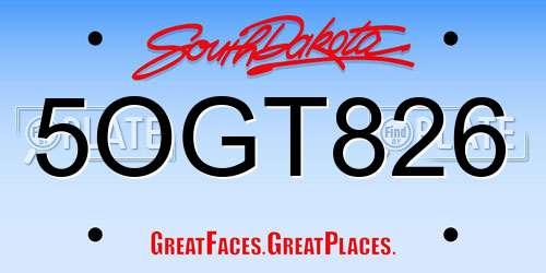 5OGT826 South Dakota License Plate