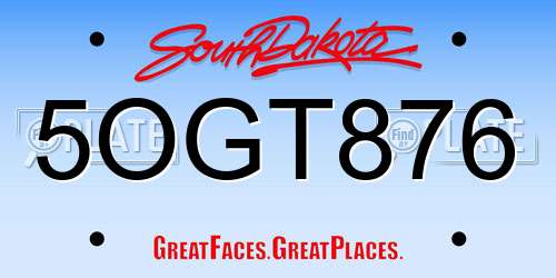 5OGT876 South Dakota License Plate