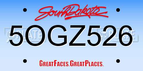5OGZ526 South Dakota License Plate