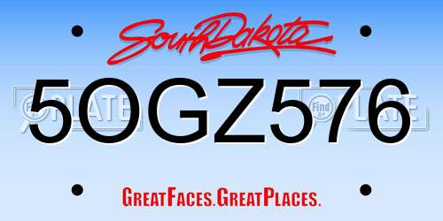 5OGZ576 South Dakota License Plate