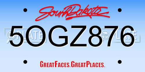 5OGZ876 South Dakota License Plate