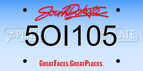 5OI105 South Dakota License Plate