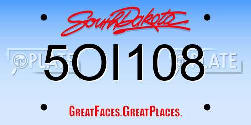 5OI108 South Dakota License Plate