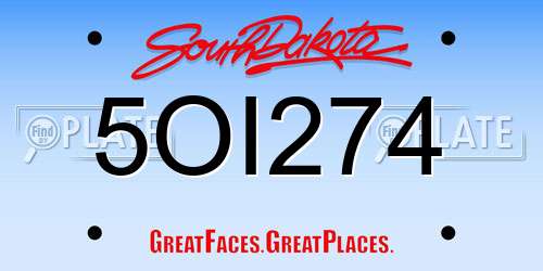 5OI274 South Dakota License Plate