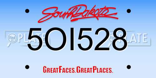 5OI528 South Dakota License Plate