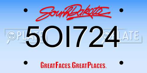 5OI724 South Dakota License Plate