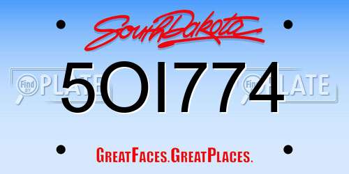 5OI774 South Dakota License Plate