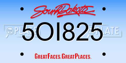 5OI825 South Dakota License Plate