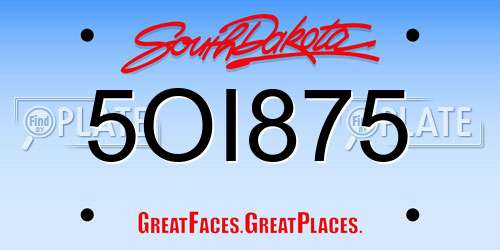 5OI875 South Dakota License Plate