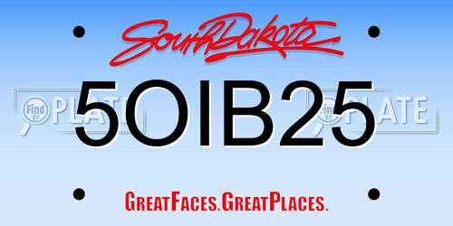 5OIB25 South Dakota License Plate