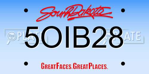 5OIB28 South Dakota License Plate