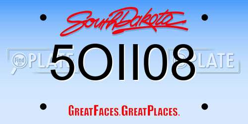 5OII08 South Dakota License Plate