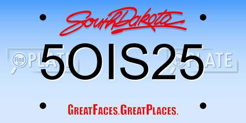 5OIS25 South Dakota License Plate