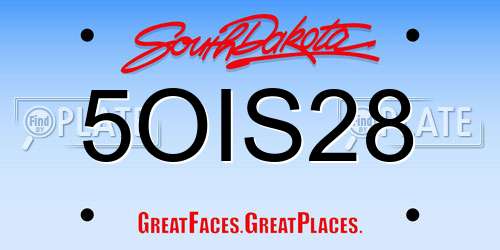 5OIS28 South Dakota License Plate