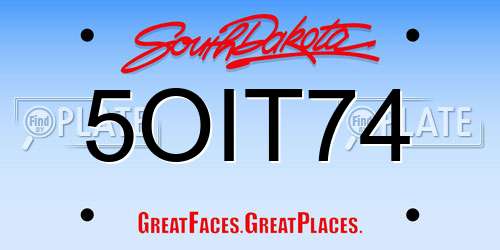 5OIT74 South Dakota License Plate