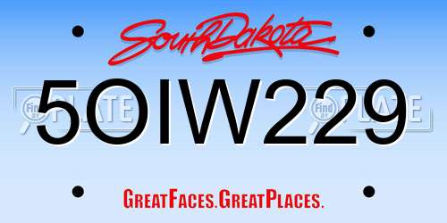 5OIW229 South Dakota License Plate