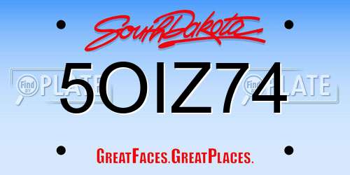 5OIZ74 South Dakota License Plate