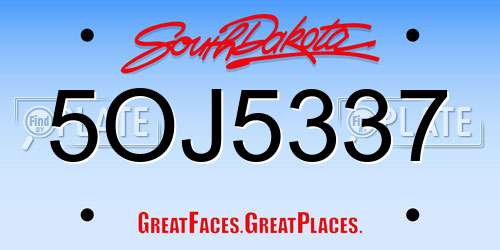 5OJ5337 South Dakota License Plate