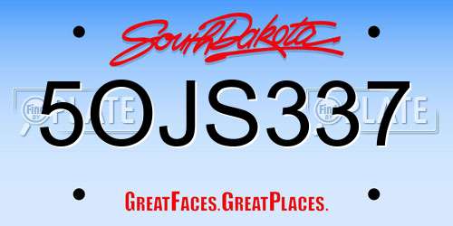 5OJS337 South Dakota License Plate