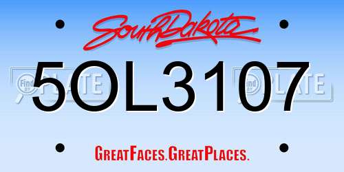 5OL3107 South Dakota License Plate