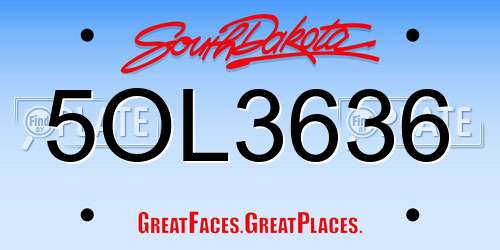 5OL3636 South Dakota License Plate