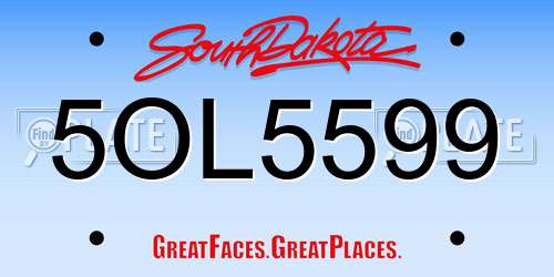 5OL5599 South Dakota License Plate