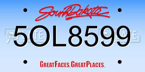 5OL8599 South Dakota License Plate