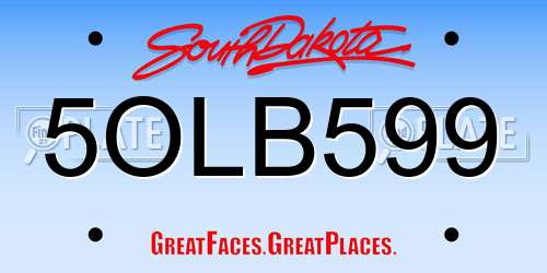 5OLB599 South Dakota License Plate
