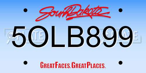 5OLB899 South Dakota License Plate