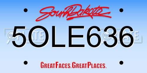 5OLE636 South Dakota License Plate