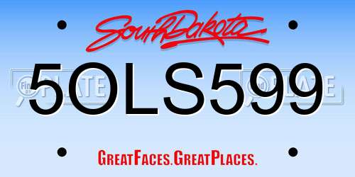 5OLS599 South Dakota License Plate