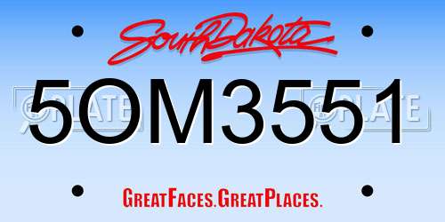 5OM3551 South Dakota License Plate