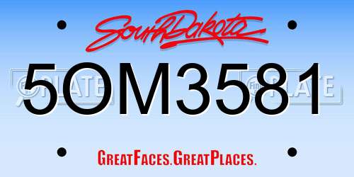 5OM3581 South Dakota License Plate
