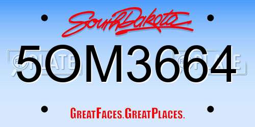 5OM3664 South Dakota License Plate