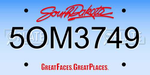 5OM3749 South Dakota License Plate