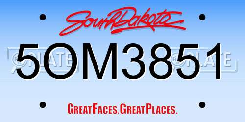 5OM3851 South Dakota License Plate