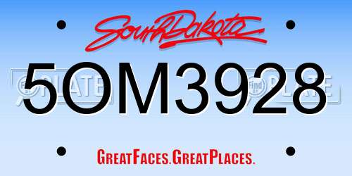 5OM3928 South Dakota License Plate
