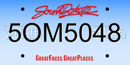 5OM5048 South Dakota License Plate