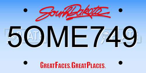 5OME749 South Dakota License Plate