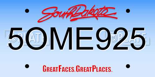 5OME925 South Dakota License Plate