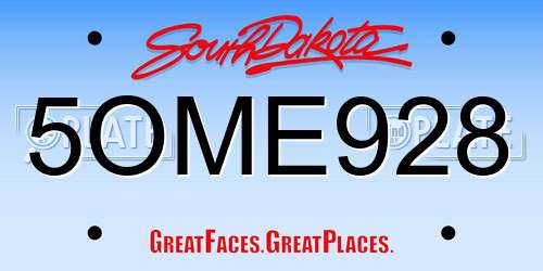 5OME928 South Dakota License Plate