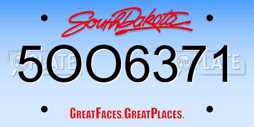 5OO6371 South Dakota License Plate
