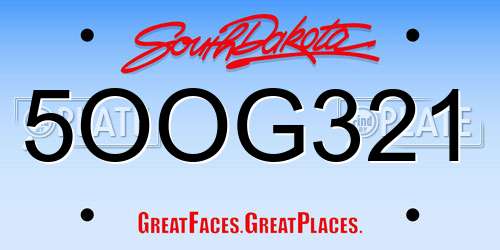 5OOG321 South Dakota License Plate