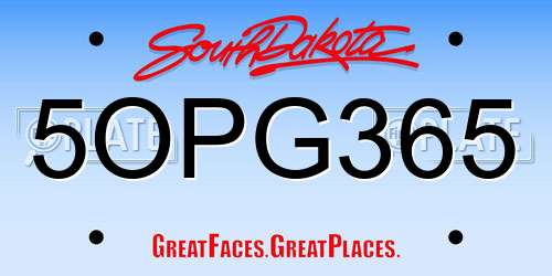 5OPG365 South Dakota License Plate