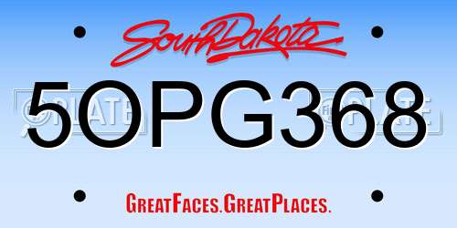 5OPG368 South Dakota License Plate