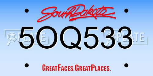 5OQ533 South Dakota License Plate