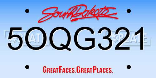 5OQG321 South Dakota License Plate